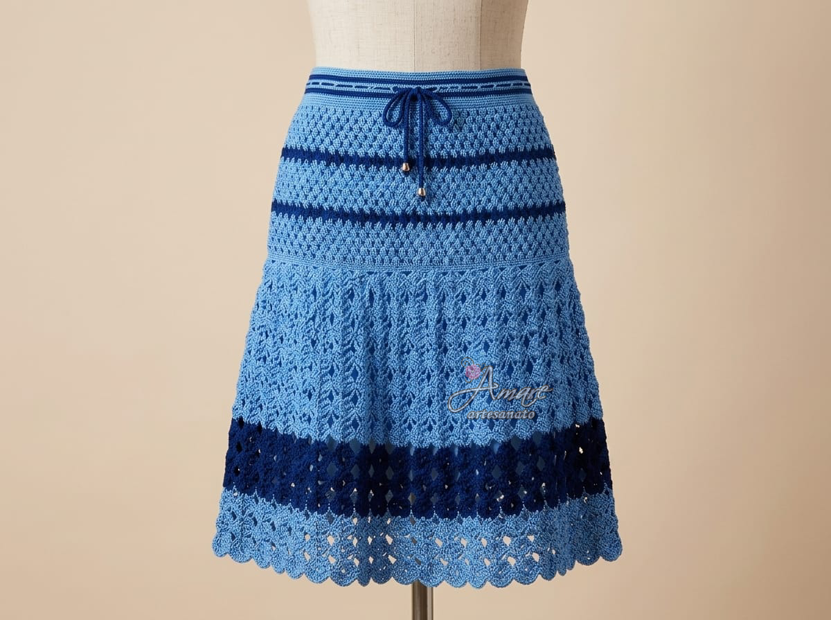 Saia Jasmine em crochê azul